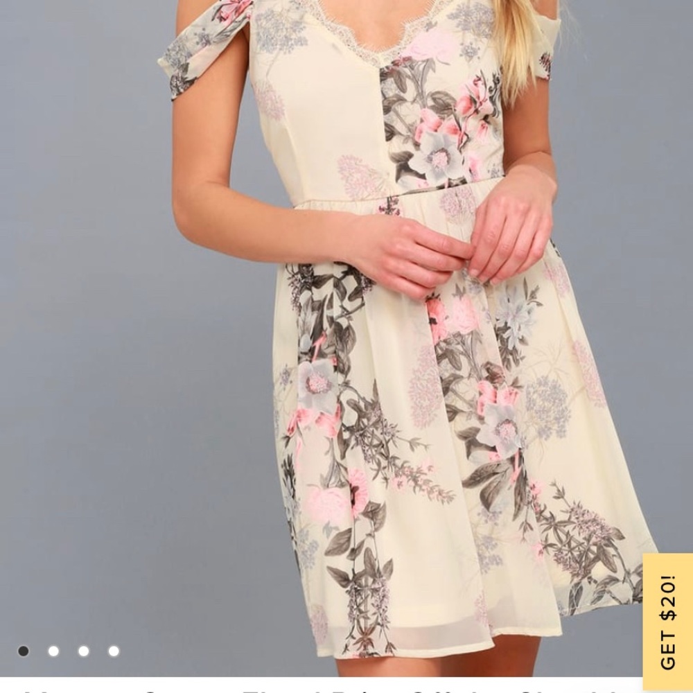 Lulu’s Verona Cream off the shoulder lace dress - Picture 3 of 5